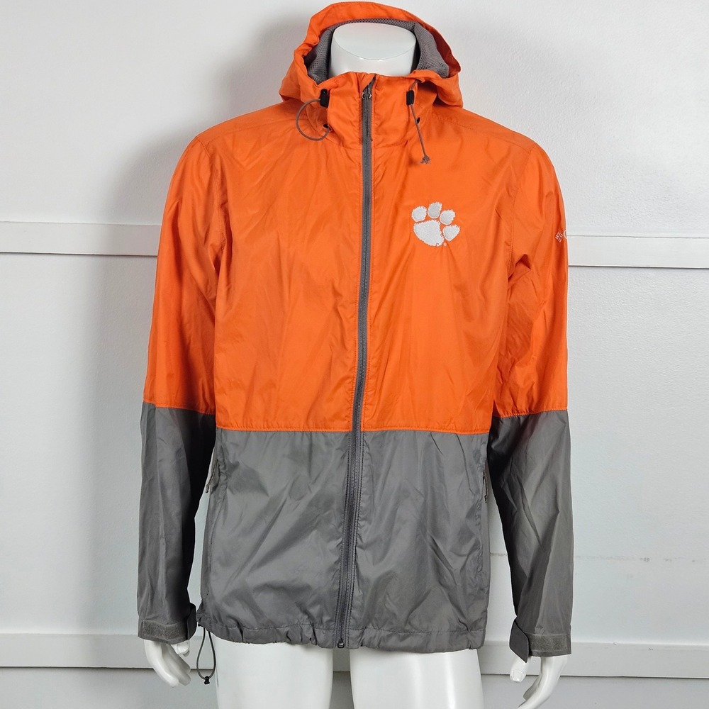 Columbia Clemson Tigers Windbreaker Jacket Orange Grey Mens XL XM0004 Hooded Zip